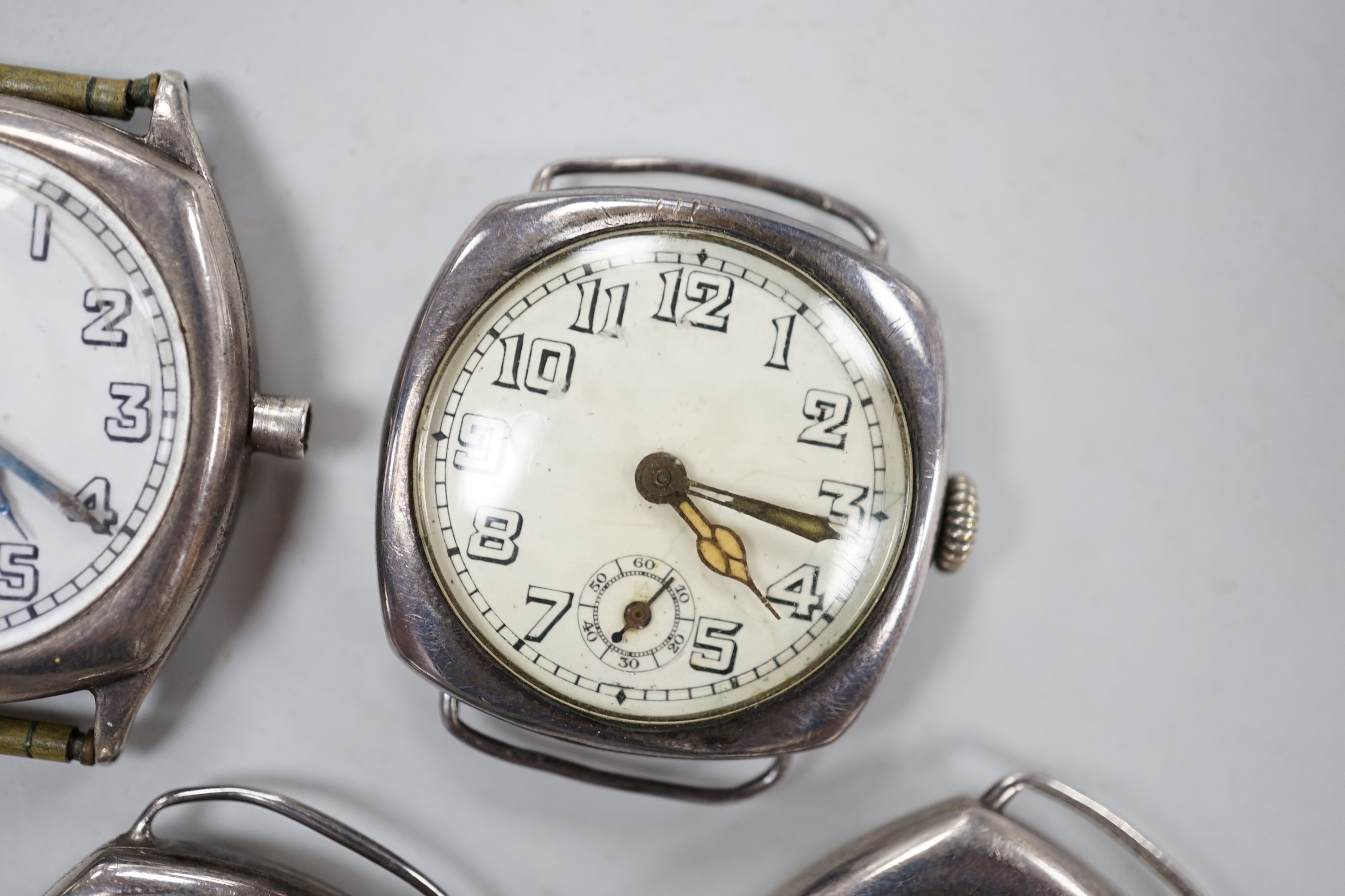 Six assorted gentleman's early to mid 20th century manual wind wrist watches, including 9ct gold Rotary and 9ct gold Rone Seven.